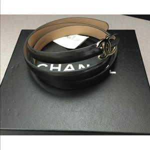Brand New. Chanel Charcoal skinny belt